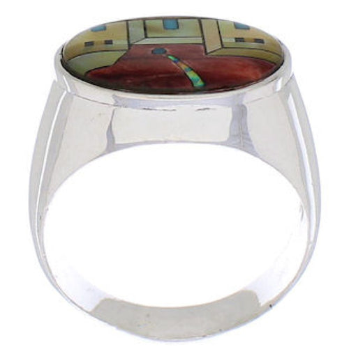 Silver Jewlery Multicolor Pueblo Design Ring Size 9-3/4 PX42410